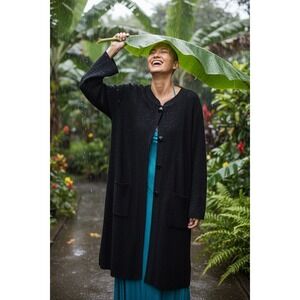 Vintage whimsigoth designer Misook lightweight BLACK coat